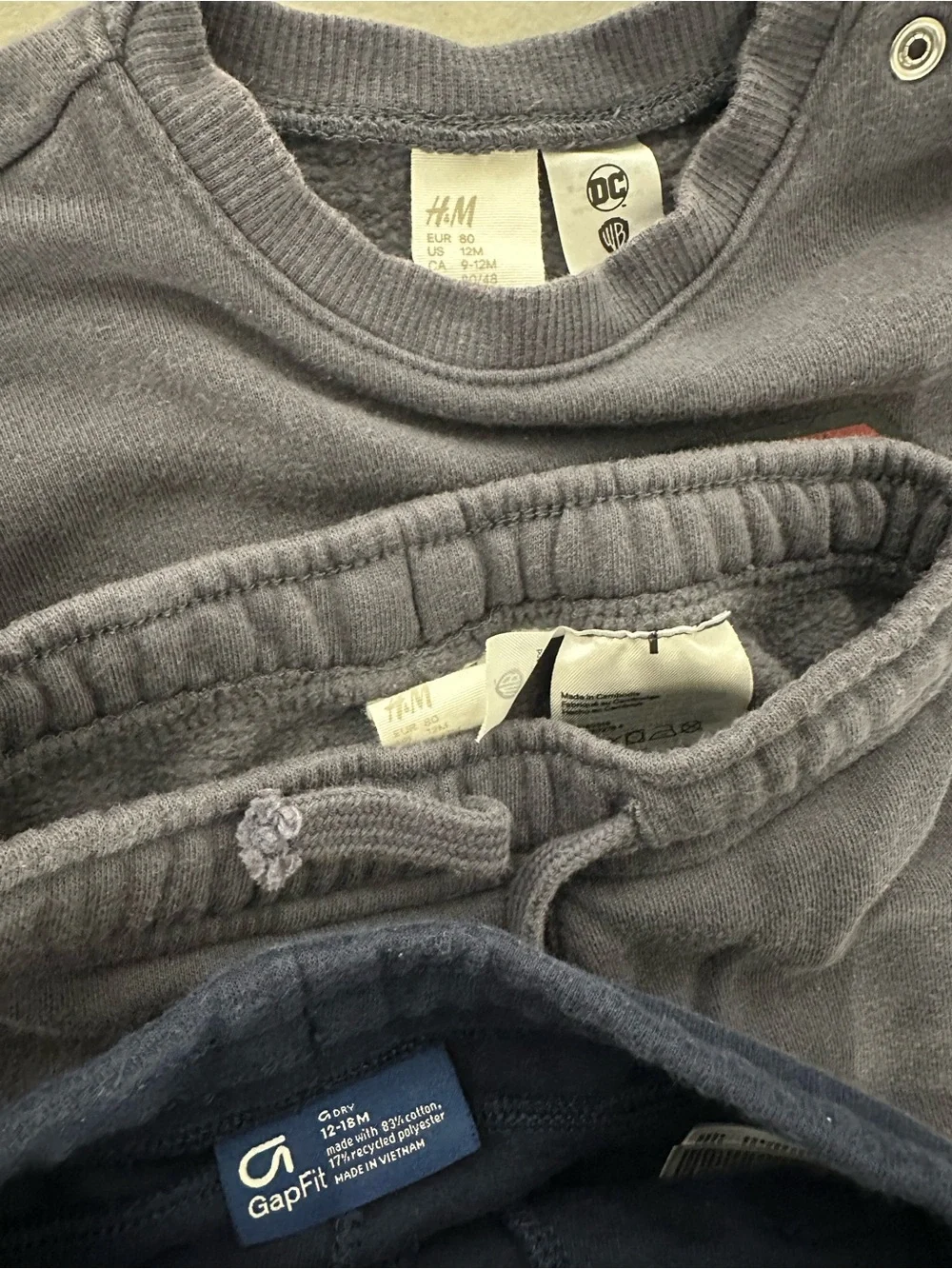 GAP Boys Navy, H & M Gray Superman Sweatpants Set